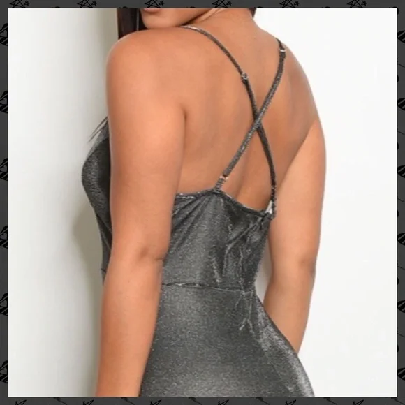 SHIMMERING BLACK RUNWAY DRESS-SLIP-TUNIC MIDI NEW - Picture 5 of 7